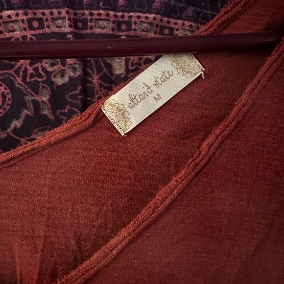 Altar'd State Brown Ruffled Long Sleeve Blouse - Picture 3 of 4